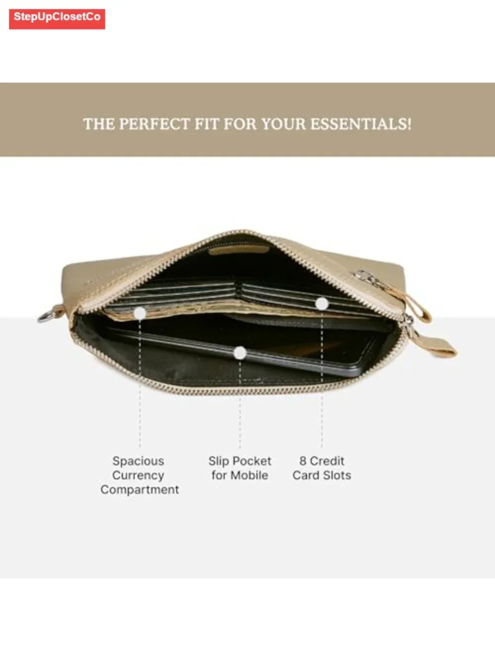 Genuine Top Grain Leather Wristlet Wallet with Cell Phone Slot